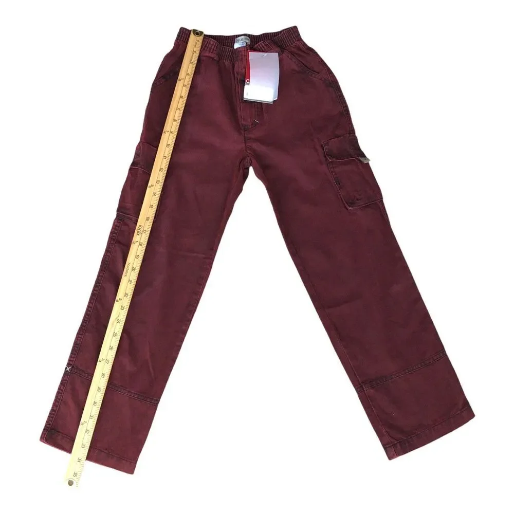 Cargo Pants Boys   Burgundy  4 Pockets Elastic Wa  Cotton  Size 10 New with Tags